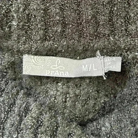 Prana Celandine Cardigan Wrap Sweater Wool Knit Grey Black Print Size Medium - Picture 11 of 16
